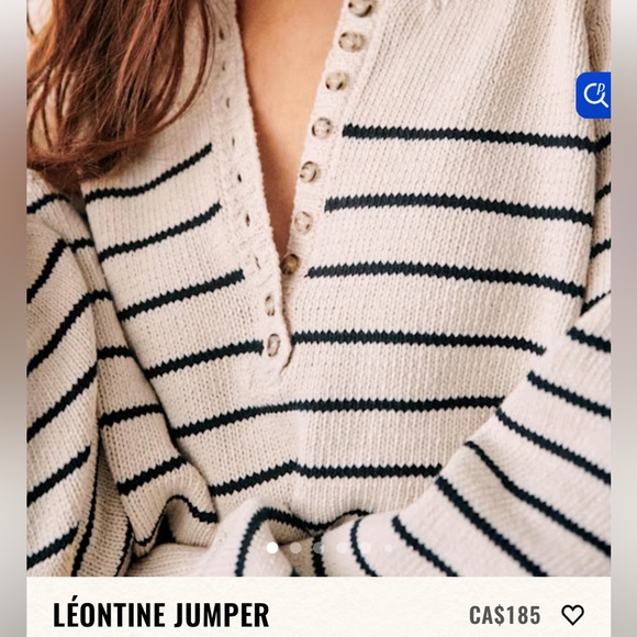 Sezane Sweaters - Sezane Leontine Cream and Black Striped Sweater